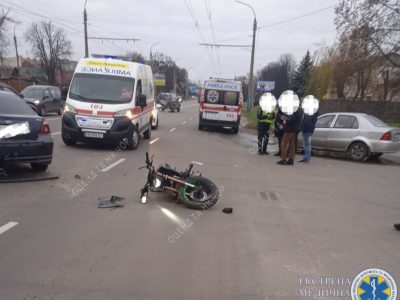 В аварії постраждали водій і пасажир мотоцикла