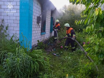 Золотоніські рятувальники гасять пожежу в будинку