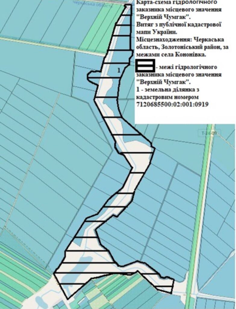 Карта заказника Верхній Чумгак у Шрамківці 