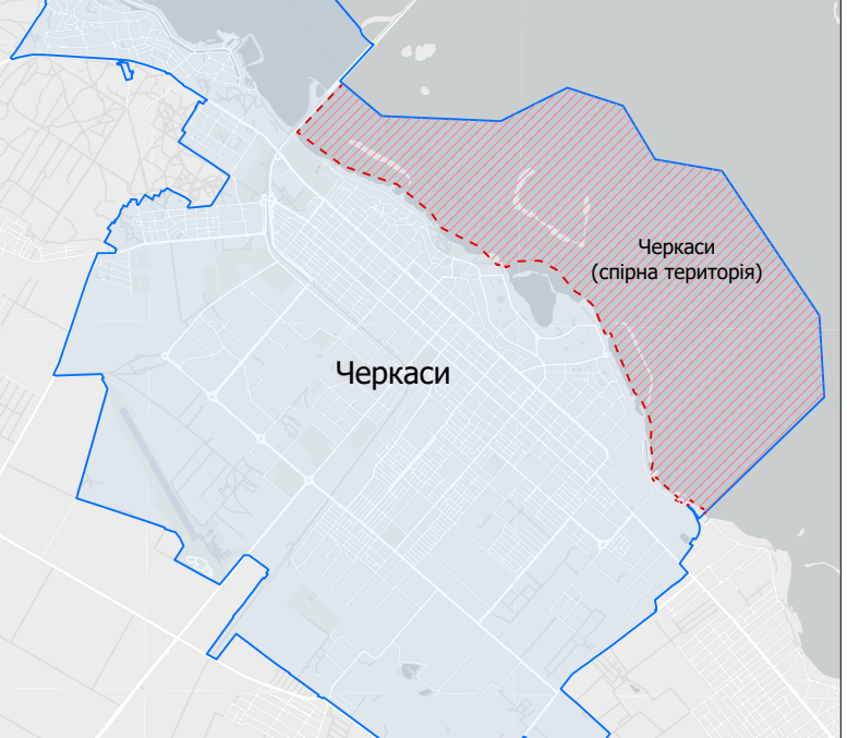 Водні масиви за які сперечаються Слобода та Черкаси