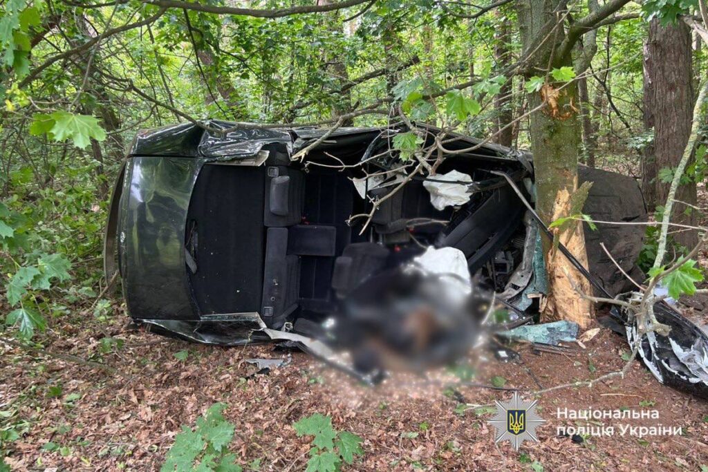 розтрощене авто на місці аварії