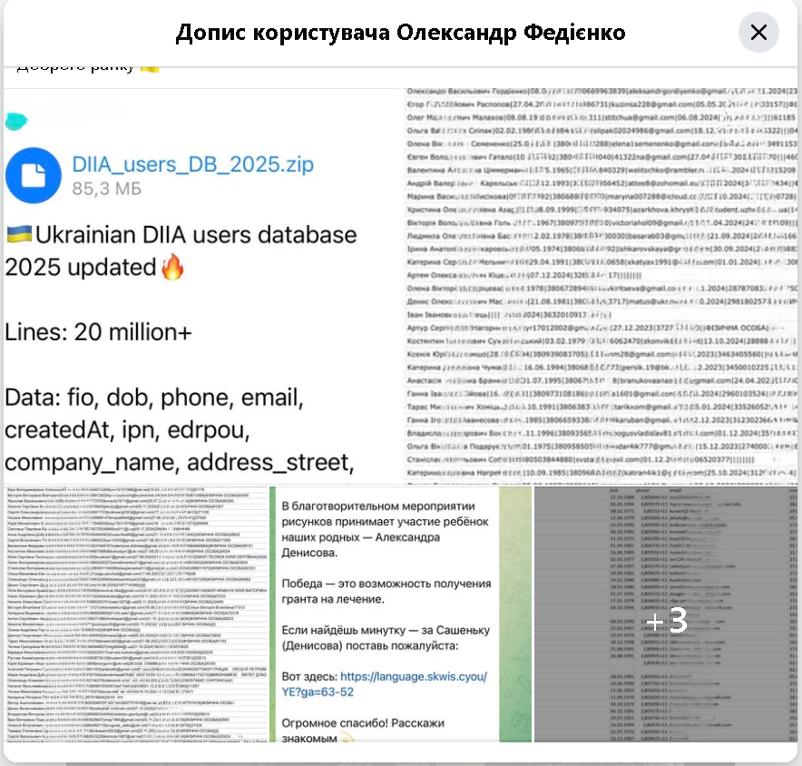 Фото злитих даних