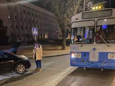 авто зіткнулося з тролейбусом