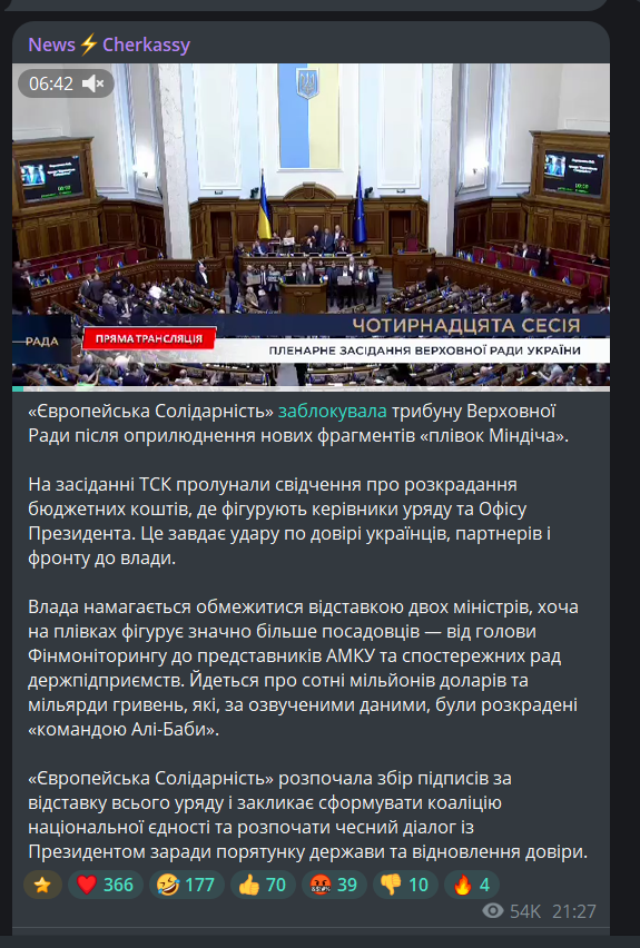 Допис у Телеграм-каналі