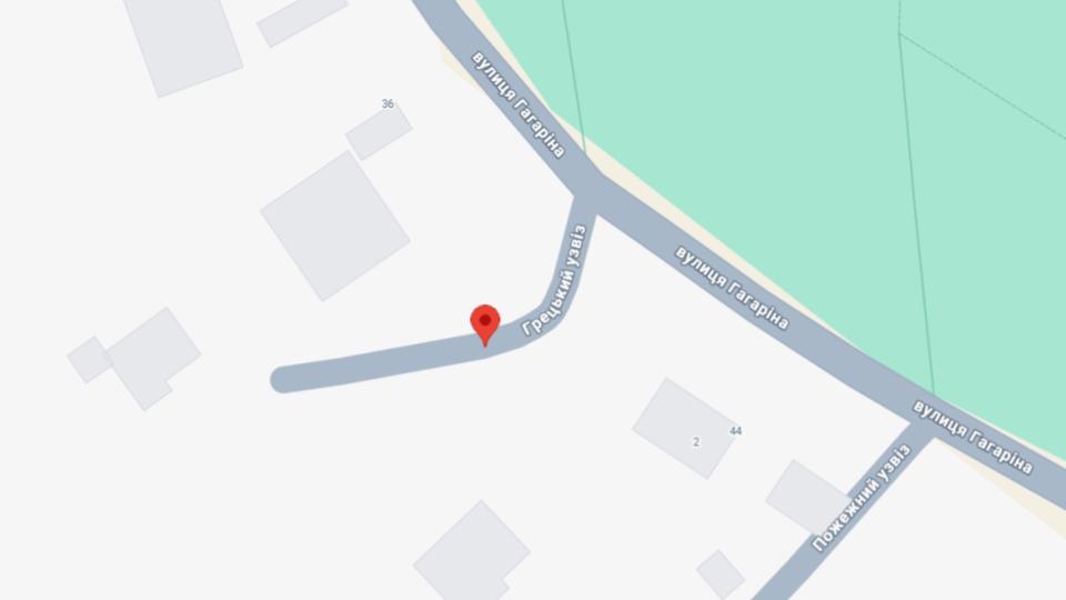 Грецький та Пожежний узвози на мапі Черкас