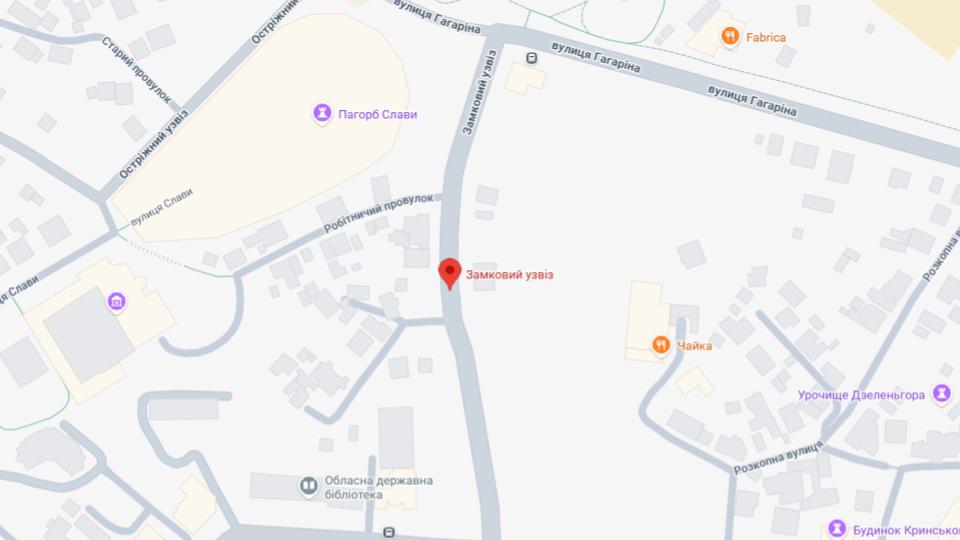 Замковий узвіз на мапі Черкас