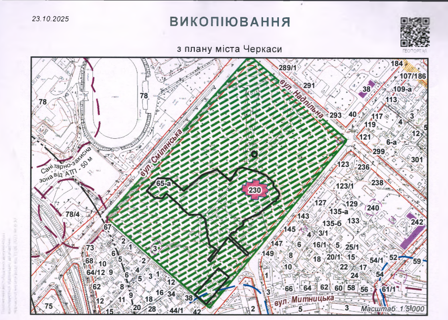 Землі собору на карті Черкас