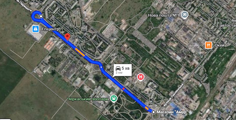 Проспект Перемоги, Черкаси карта