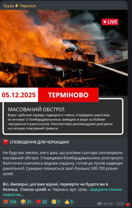 Обстріл України