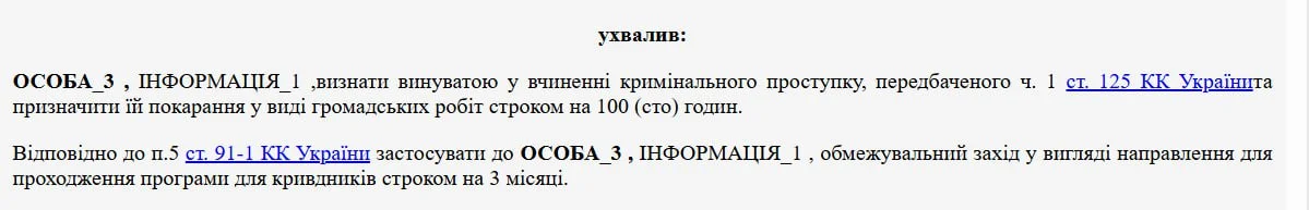 Вирок суду в реєстрі
