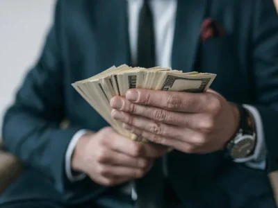 Чоловік тримає гроші в руках