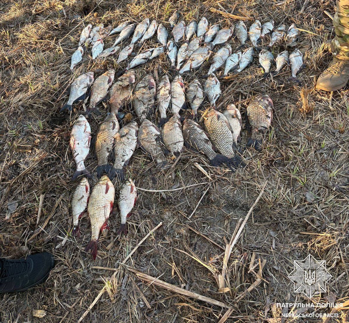 На Черкащині двоє чоловіків незаконно наловили два мішки риби