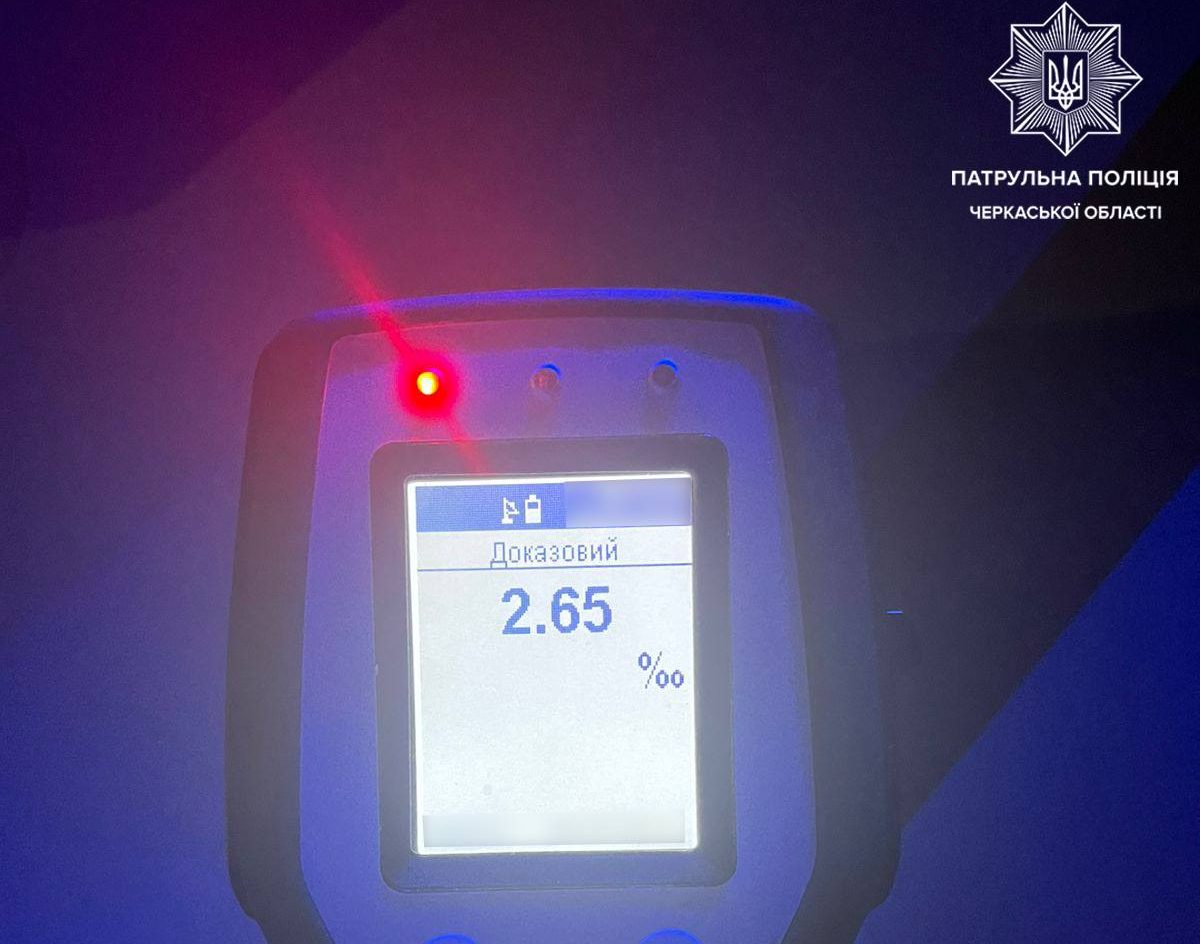 У понад 13 разів вище норми: у Черкасах поліція зупинила нетверезого водія