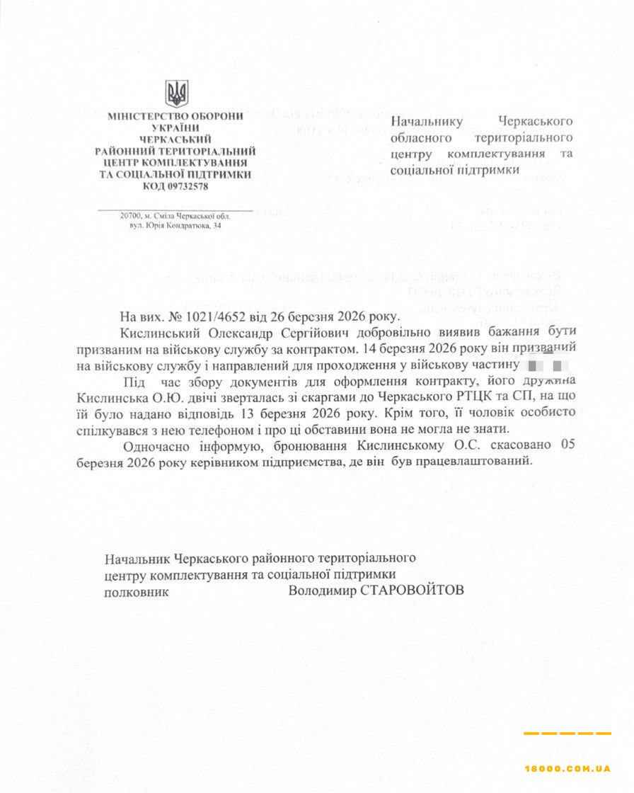 Відповідь ТЦК на запит "18000"