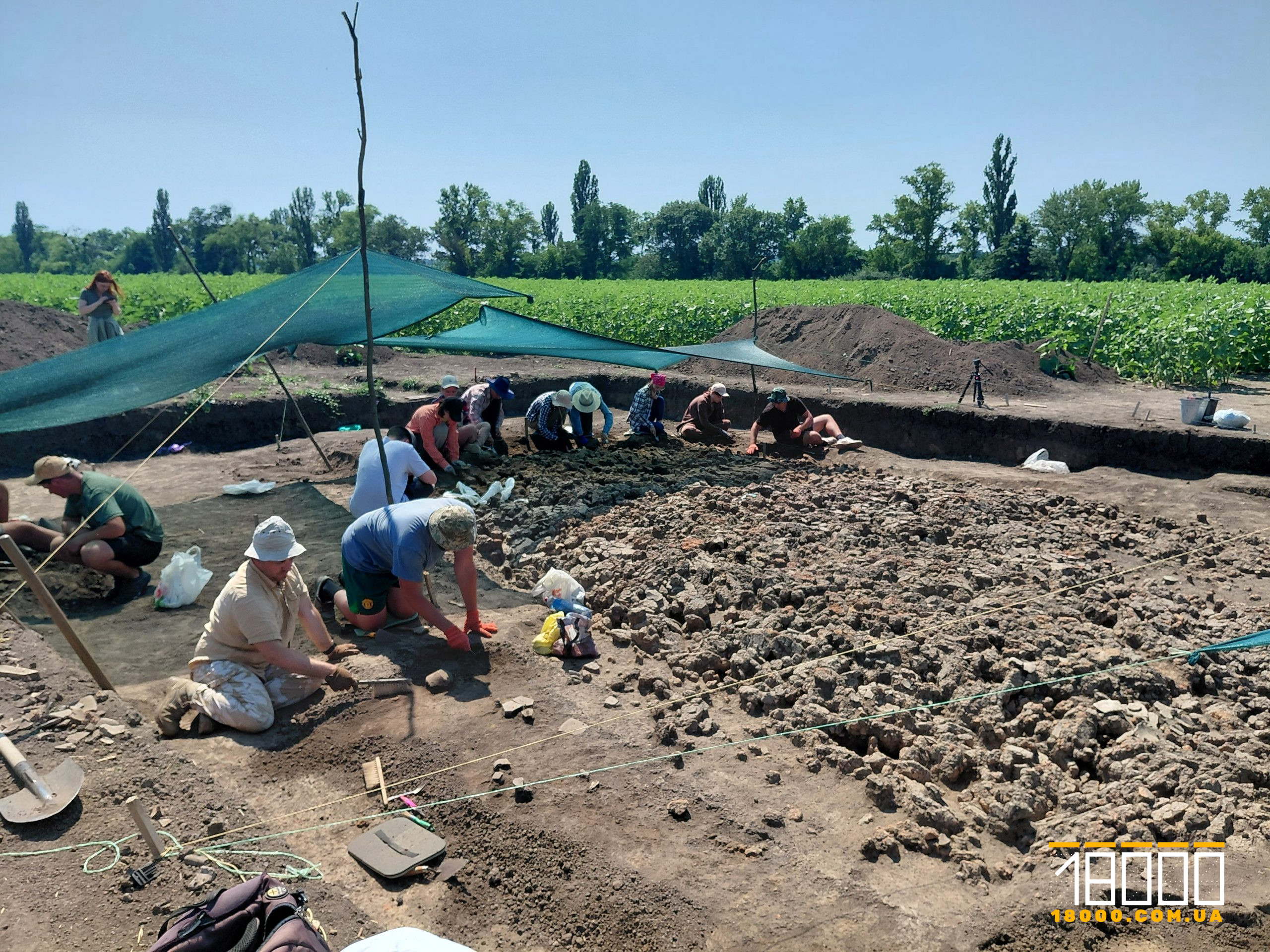 Студенти працюють із керівником практики на трипільському поселенні Тальянки