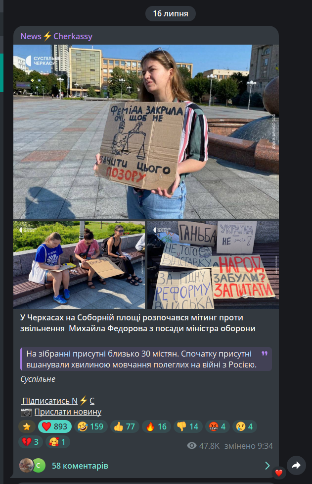 повідомлення в тг-каналах про акції