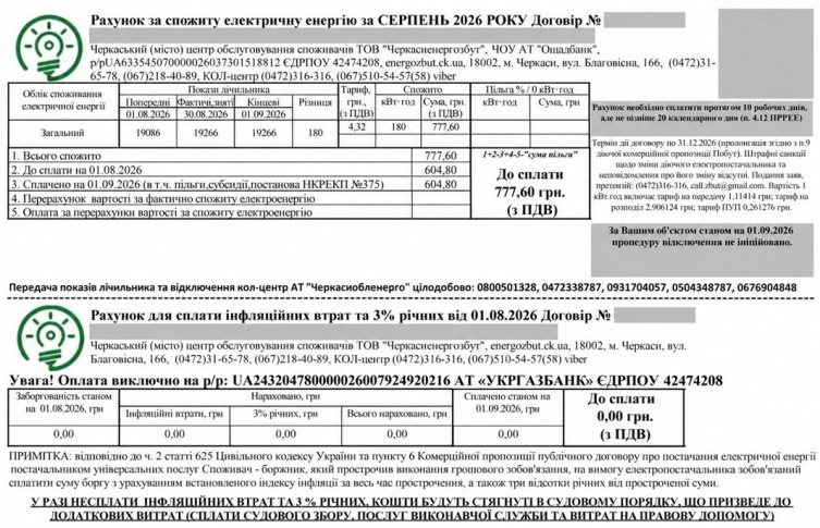 зразок електронного рахунку