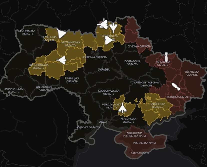 мапа руху російських дронів